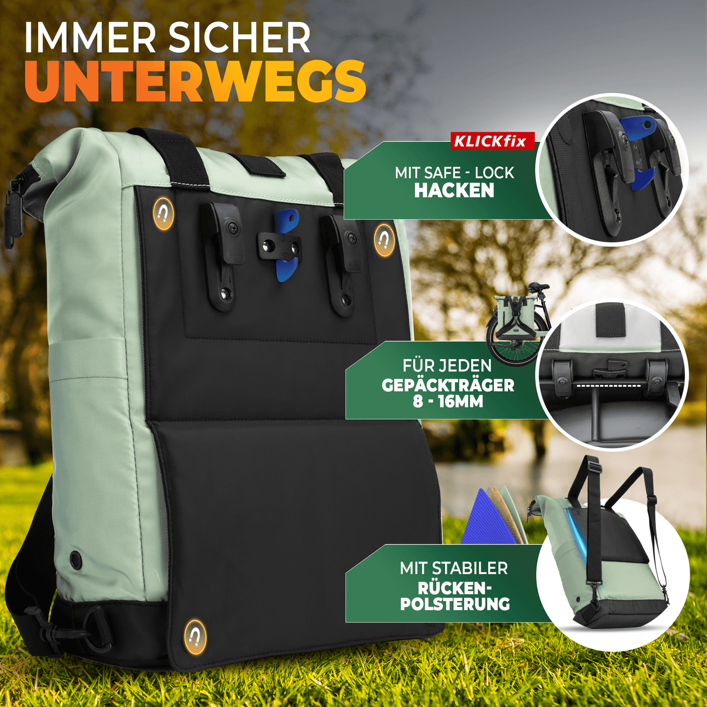 Fahrradrucksack mit klappbarem Rückenteil "MAYA"