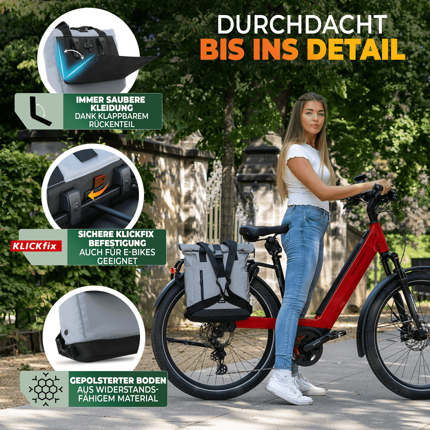 Fahrradrucksack mit klappbarem Rückenteil "MAYA"
