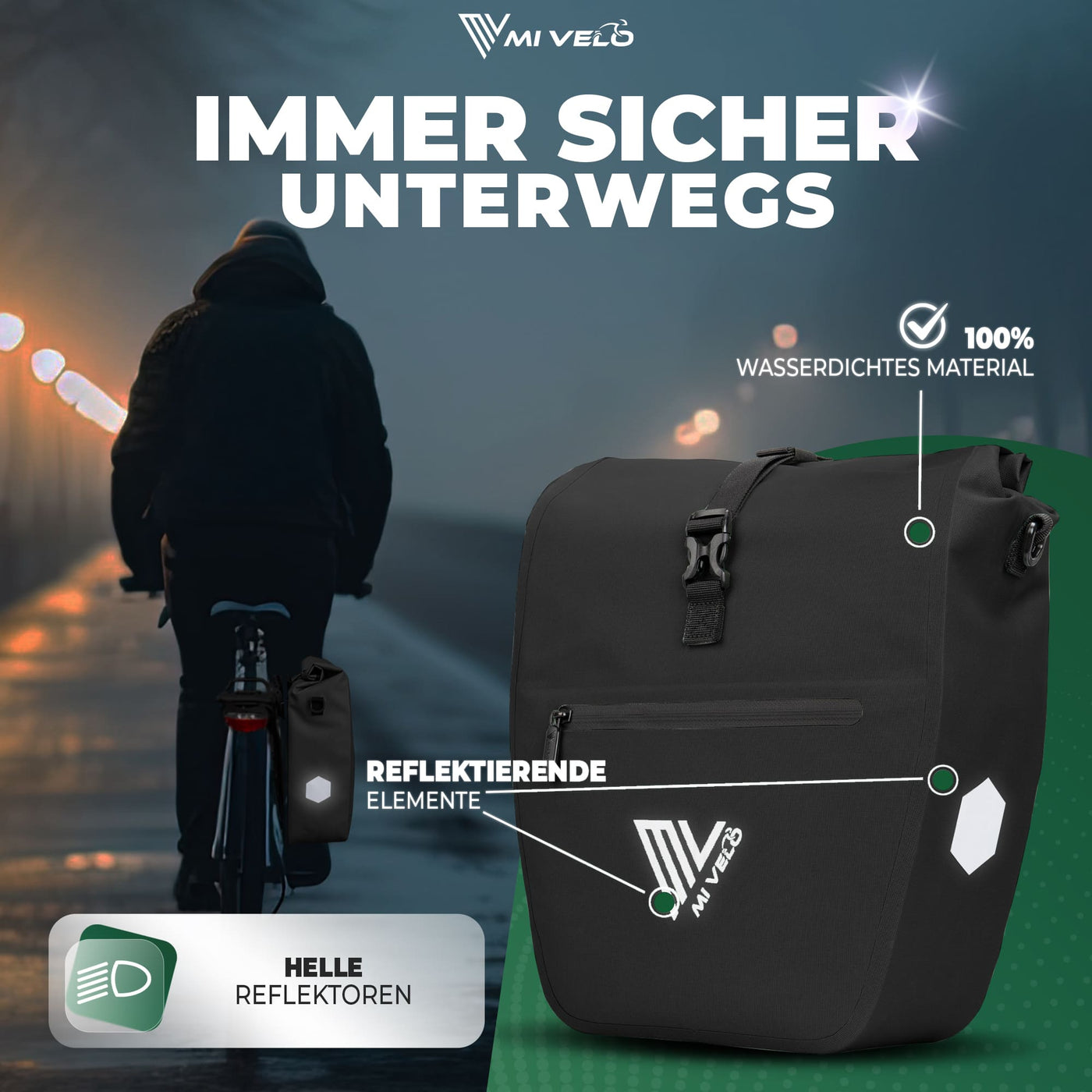 unterwegs fahrradtaschen 2in1 Fahrradtasche für Gepäckträger „CAPAX“ 20L – MIVELO