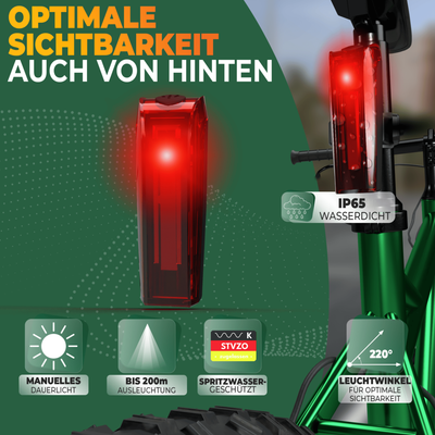 Fahrradlicht Set LED aufladbar mit 70Lux "LUMIX ONE"
