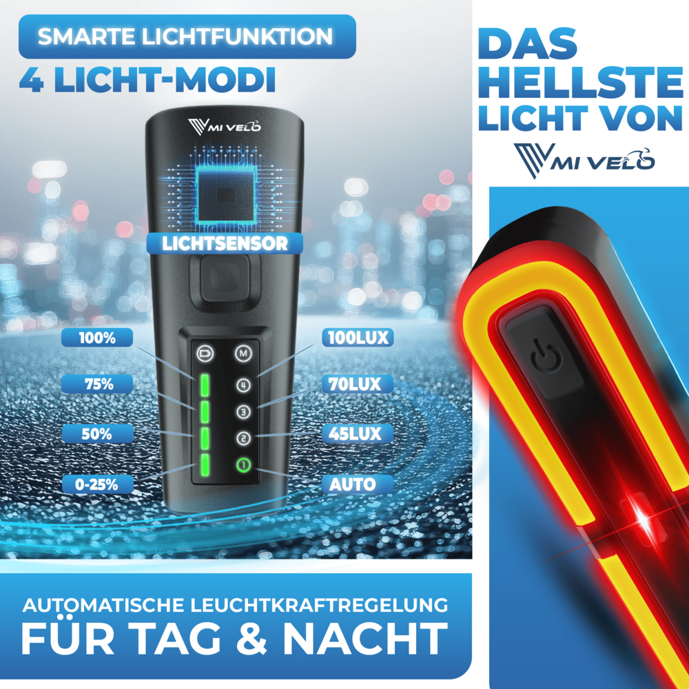 Fahrradlicht Set mit Bremsanzeige "SMART-Ultimate"