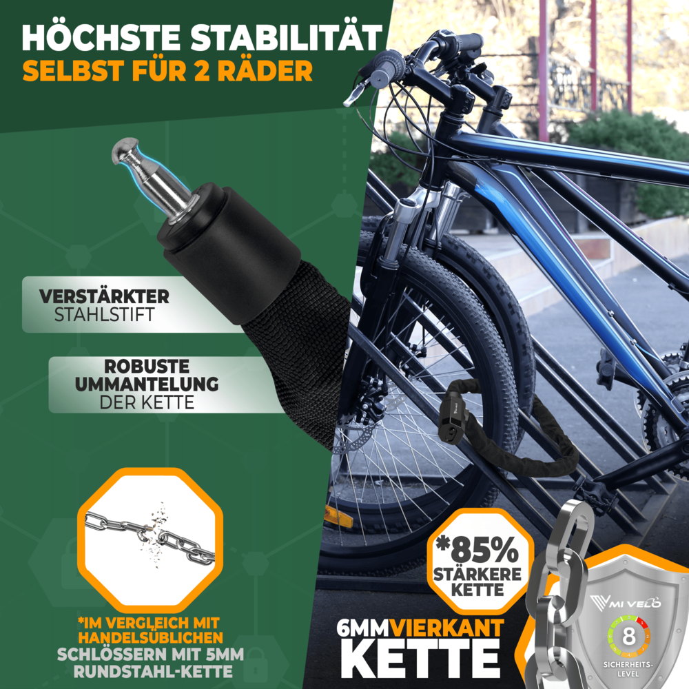 Fahrradschloss Kettenschloss mit Schlüssel 90cm – MIVELO