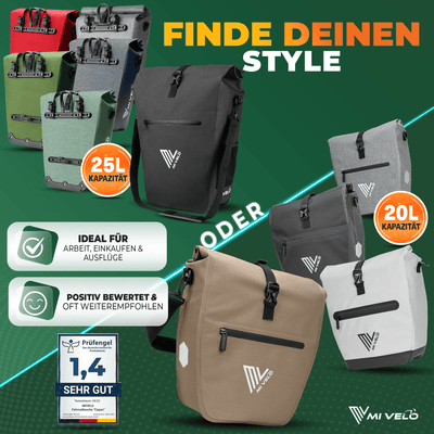 2in1 Fahrradtasche für Gepäckträger wasserdicht 20L "Capax"