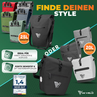 2in1 Fahrradtasche für Gepäckträger wasserdicht 20L "Capax"