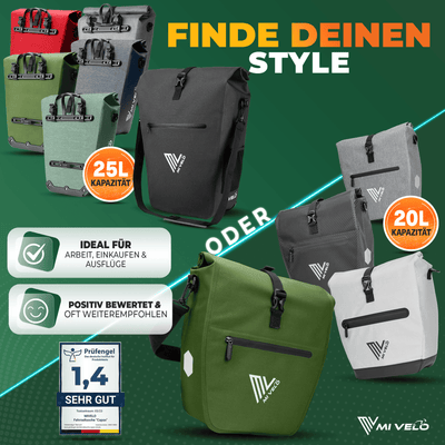 2in1 Fahrradtasche für Gepäckträger wasserdicht 20L "Capax"
