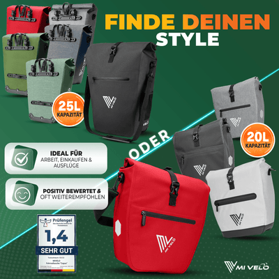 2in1 Fahrradtasche für Gepäckträger wasserdicht 20L "Capax"