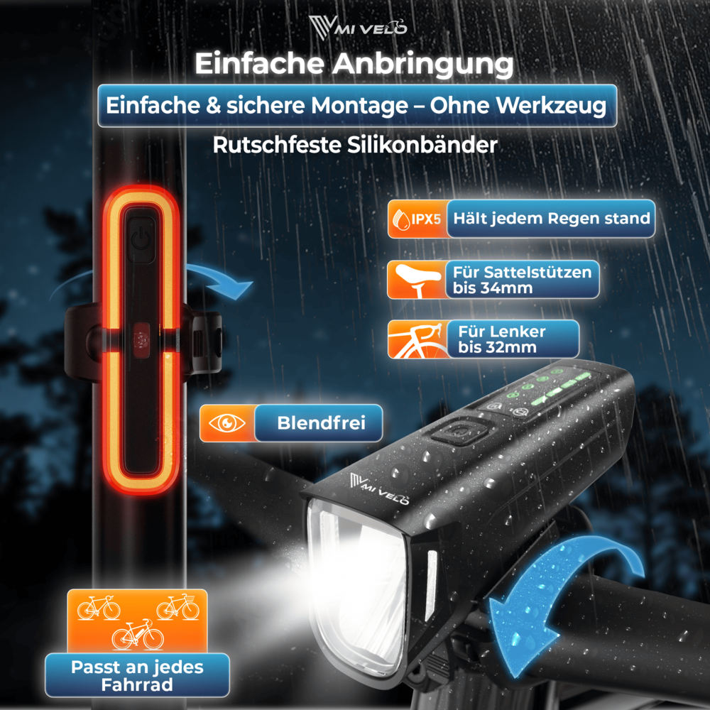 Fahrradlicht Set mit Bremsanzeige "SMART-Ultimate"