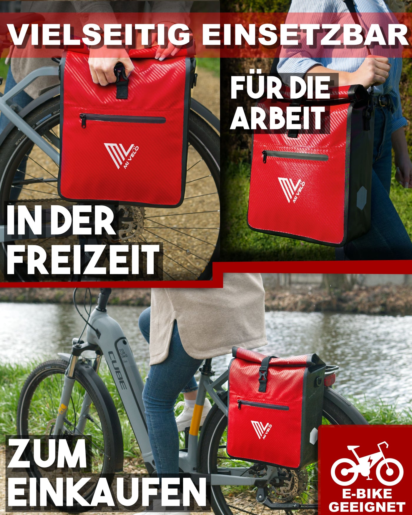 2in1 Fahrradtasche für Gepäckträger wasserdicht 22L "Max"