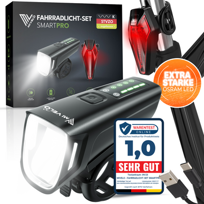 MiVelo Fahrradlicht Set mit Bremsfunktion "SMART PRO"