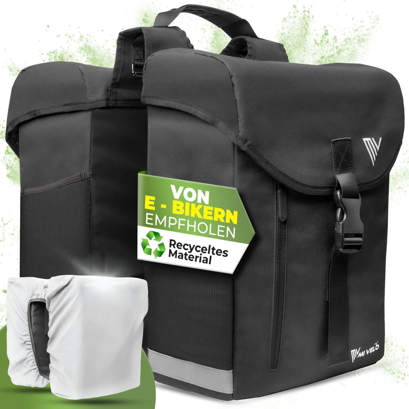 Fahrrad Doppeltasche aus recyceltem Material 36L "DUPLEX"