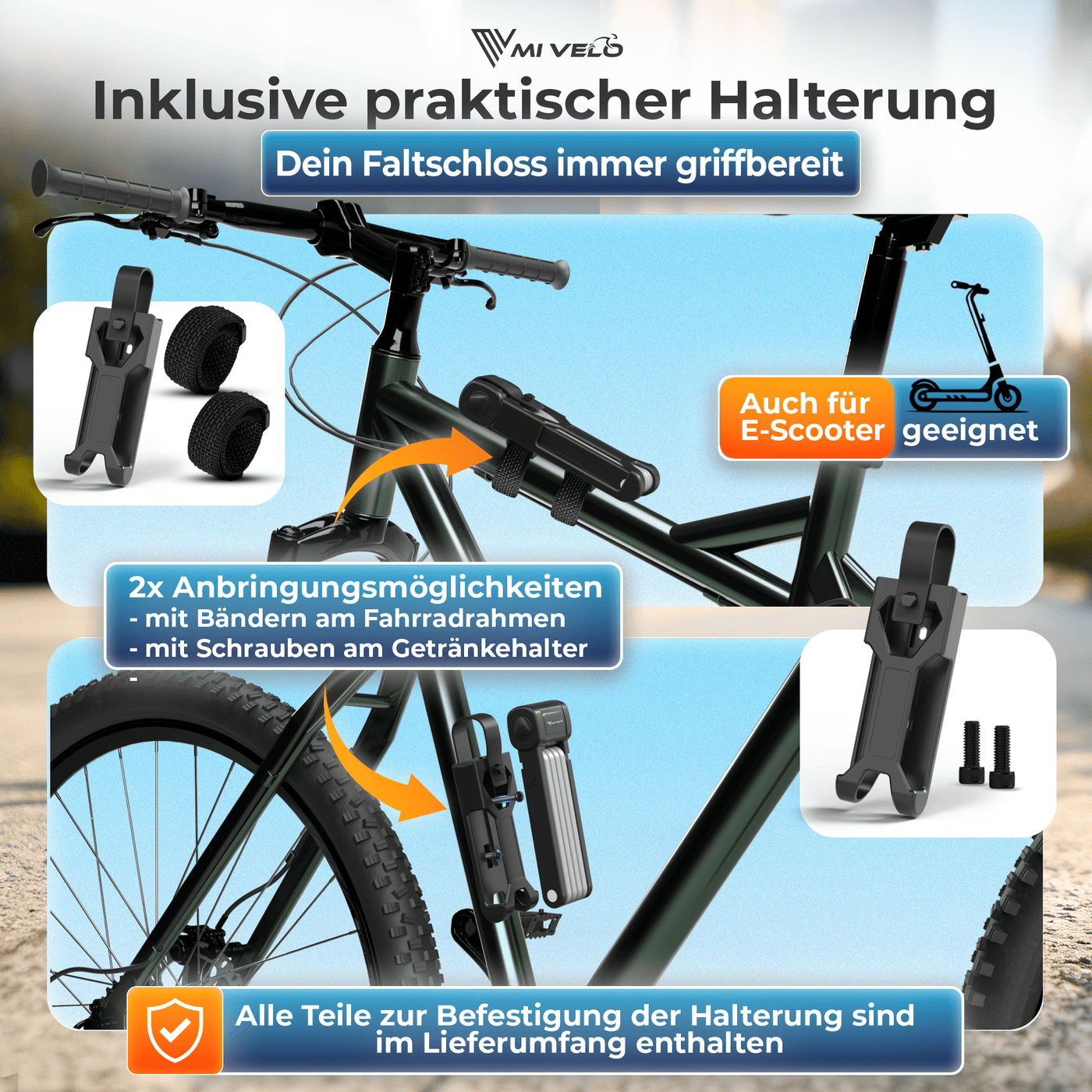 Fahrradschloss Faltschloss mit Schlüssel 85 cm