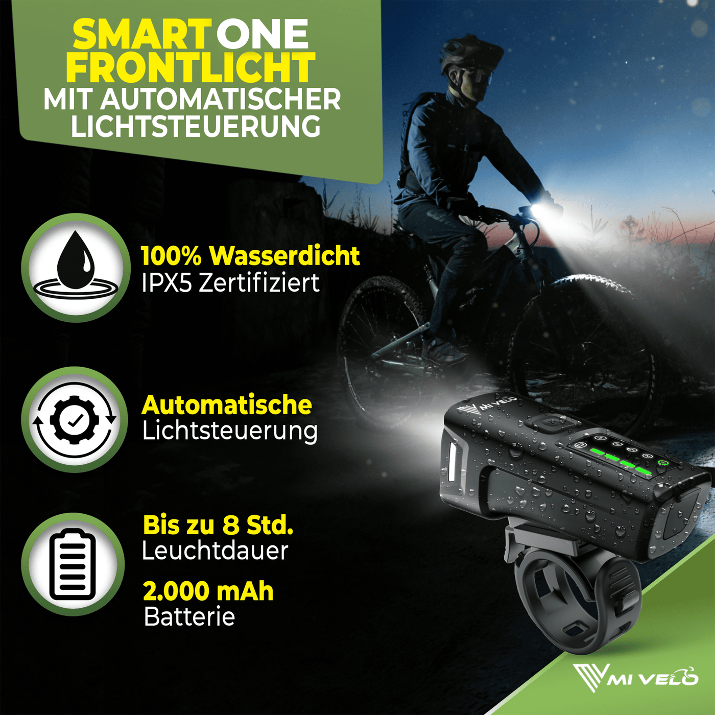 Fahrradlicht Set LED "SMART ONE" USB-aufladbar