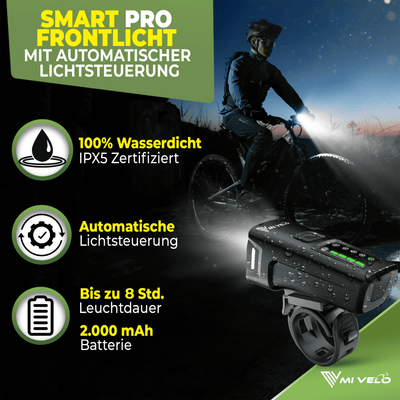 Fahrradlicht Set LED "SMART PRO" mit Bremsfunktion & USB-aufladbar