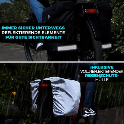 MiVelo Fahrradtasche Doppeltasche für Gepäckträger schwarz aus recycelten Material