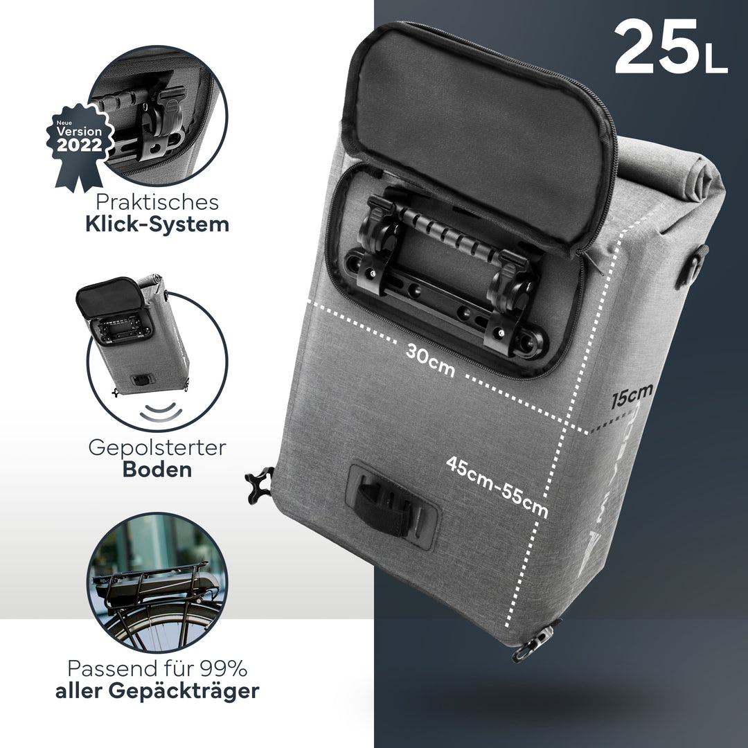 MIVELO - 3 in 1 Fahrradtasche Rucksack wasserdicht 25L
