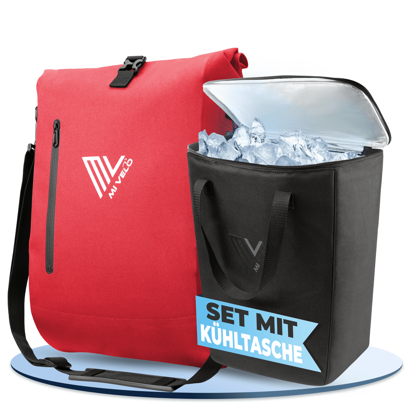 fahrradtasche kühlbox 3 IN 1 FAHRRADTASCHE RUCKSACK 20L + KÜHLTASCHE 15L "Spar-Bundle", Fahrradtaschen, fahrradtasche für gepäckträger – MIVELO