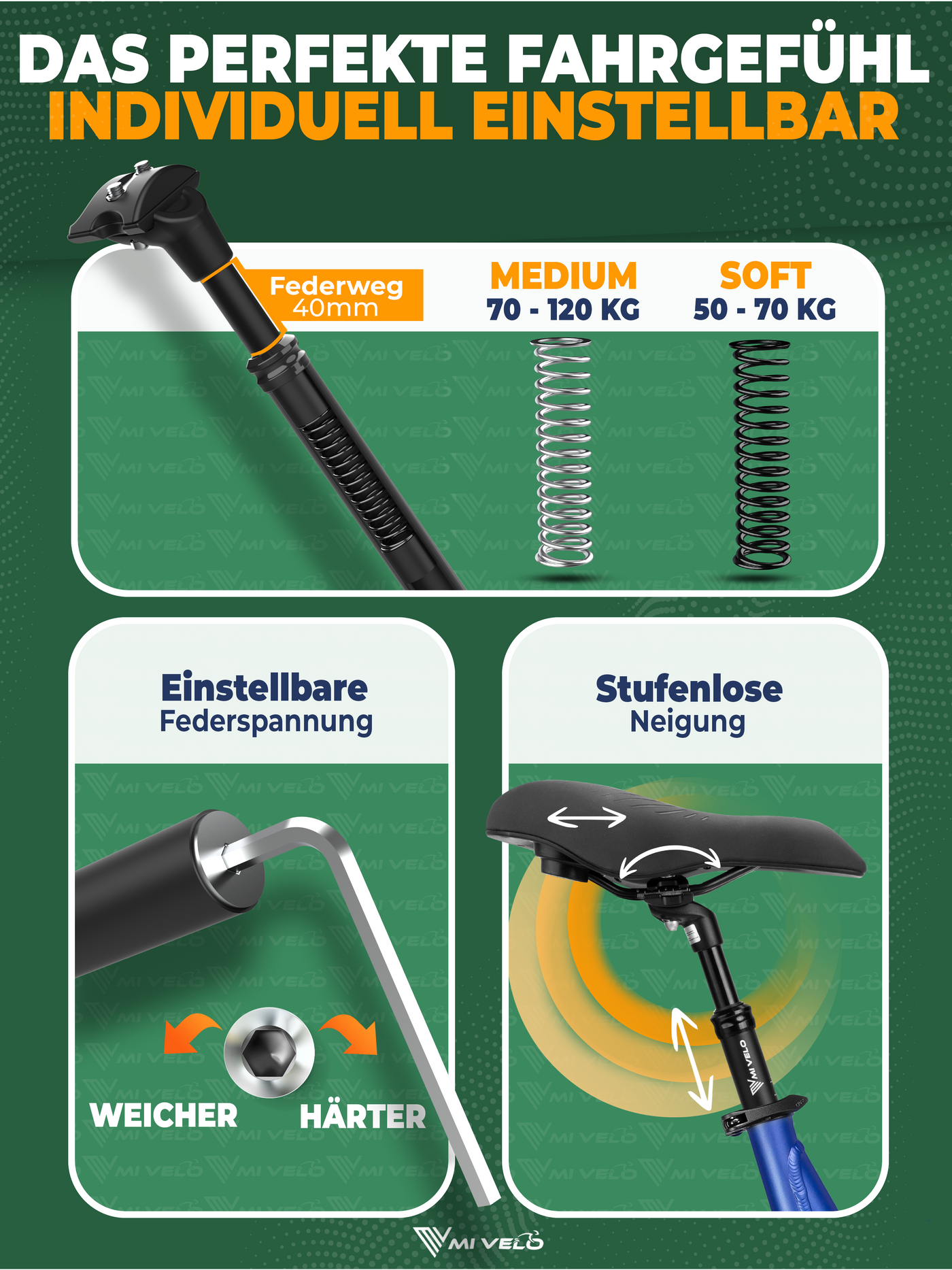 Sattelstütze mit Federung & Stoßdämpfung für mehr Fahrkomfort – MIVELO