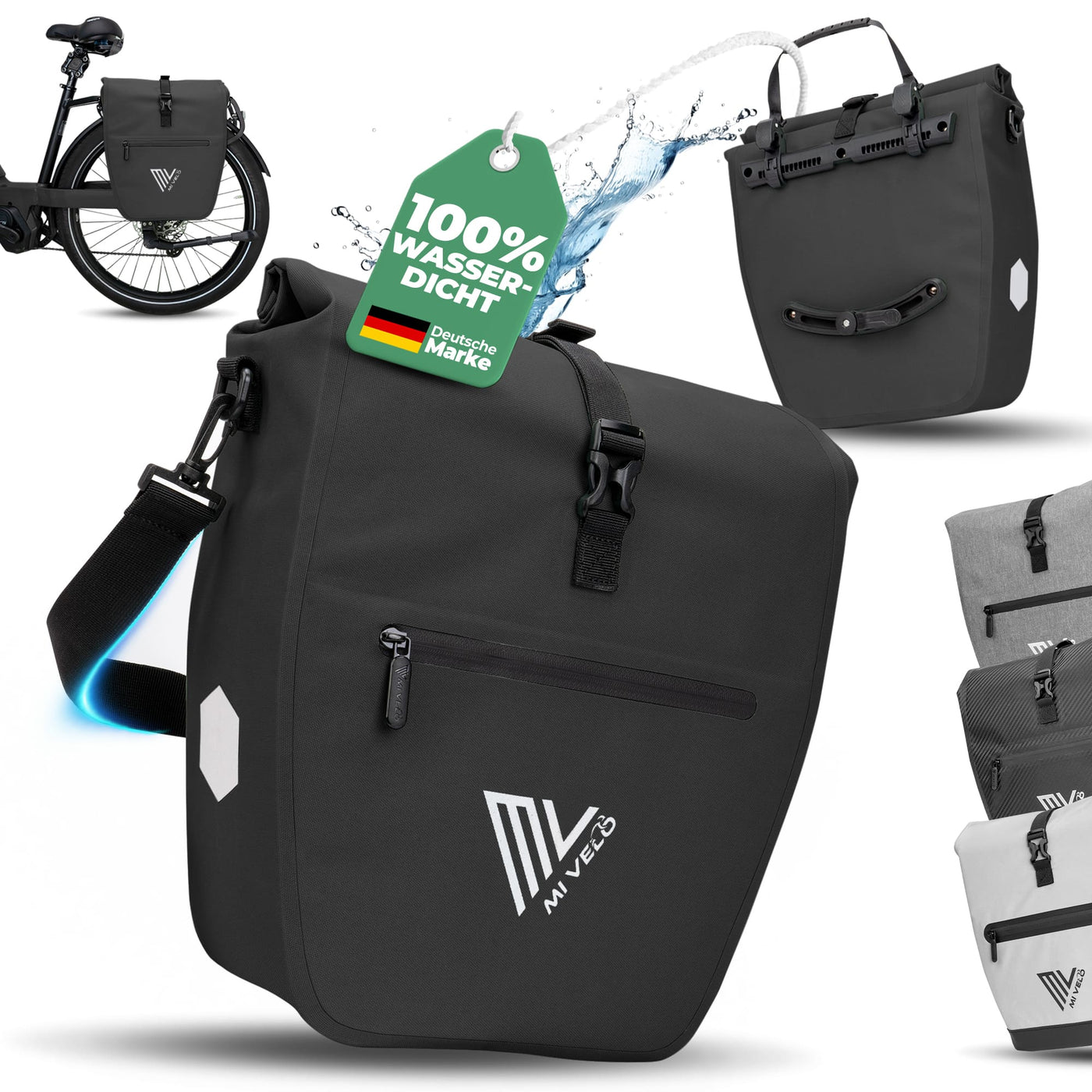 2in1 Fahrradtasche für Gepäckträger wasserdicht 20L "Capax"