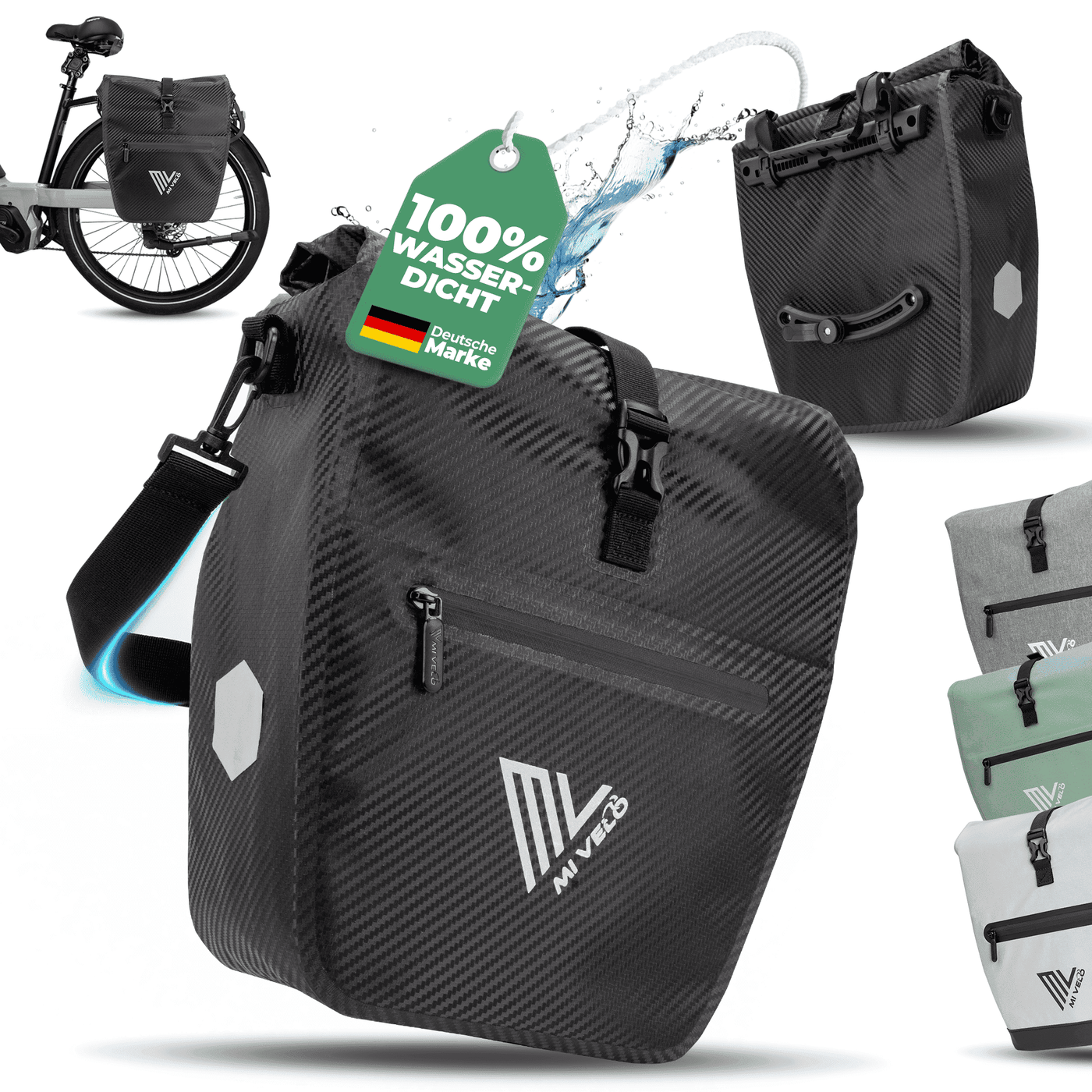 fahrradtasche gepäckträger mit klettverschluss 2in1 Fahrradtasche für Gepäckträger „CAPAX“ 20L – MIVELO