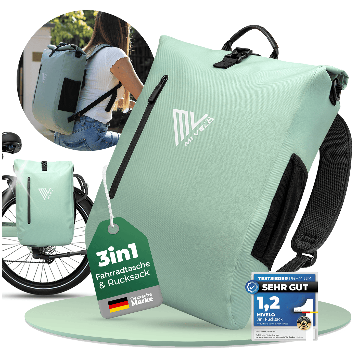 fahrradrucksack 20l test 3in1 Fahrradtasche für Gepäckträger von MiVelo