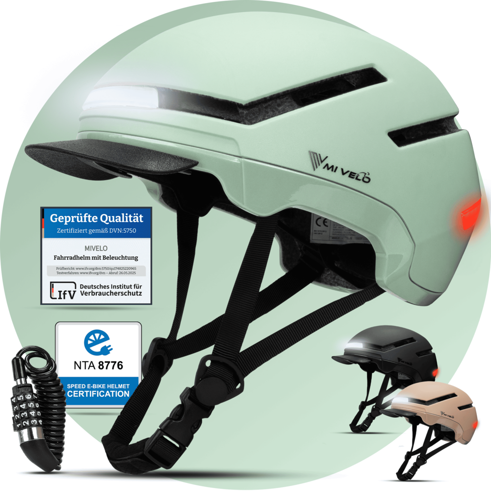 Fahrradhelm NOVA NTA zertifziert mit 360° Beleuchtung – MIVELO