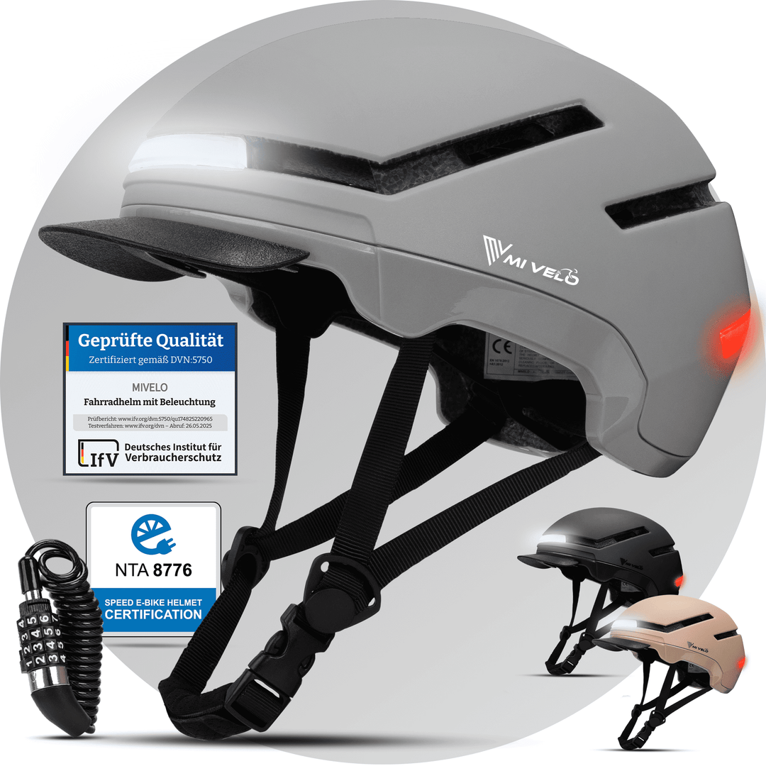 Fahrradhelm mit Front- und Rücklicht NOVA