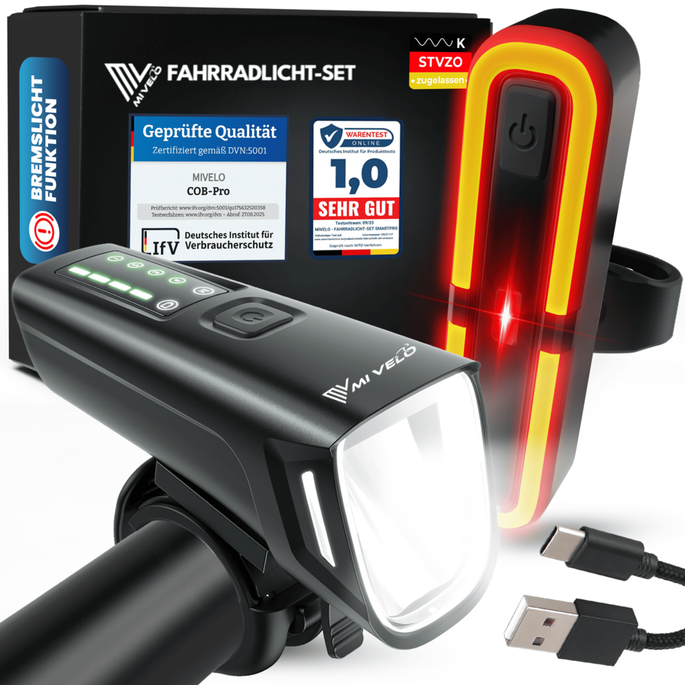 Fahrradlicht Set mit Bremsanzeige "SMART-Ultimate"