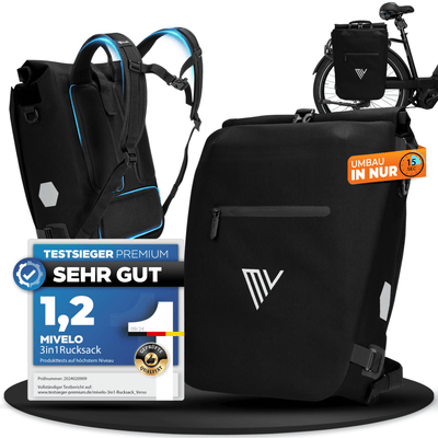 Fahrradtasche & Rucksack kombiniert - In wenigen Sekunden umgewandelt "VERSO"
