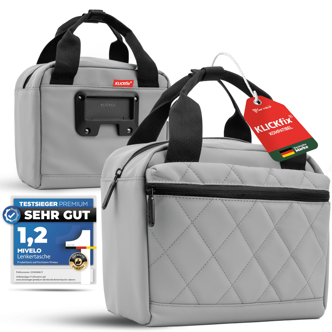 fahrrad lenkertasche klickfix damen mit Tragegriff 6L „LUNA“ – MIVELO Grösse:S 2X ORTLIEB Fahrradtasche Design Morning
