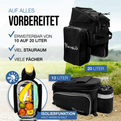 MIVELO - Gepäckträgertasche mit Isolierfunktion erweiterbar 10-20L "Keanu"