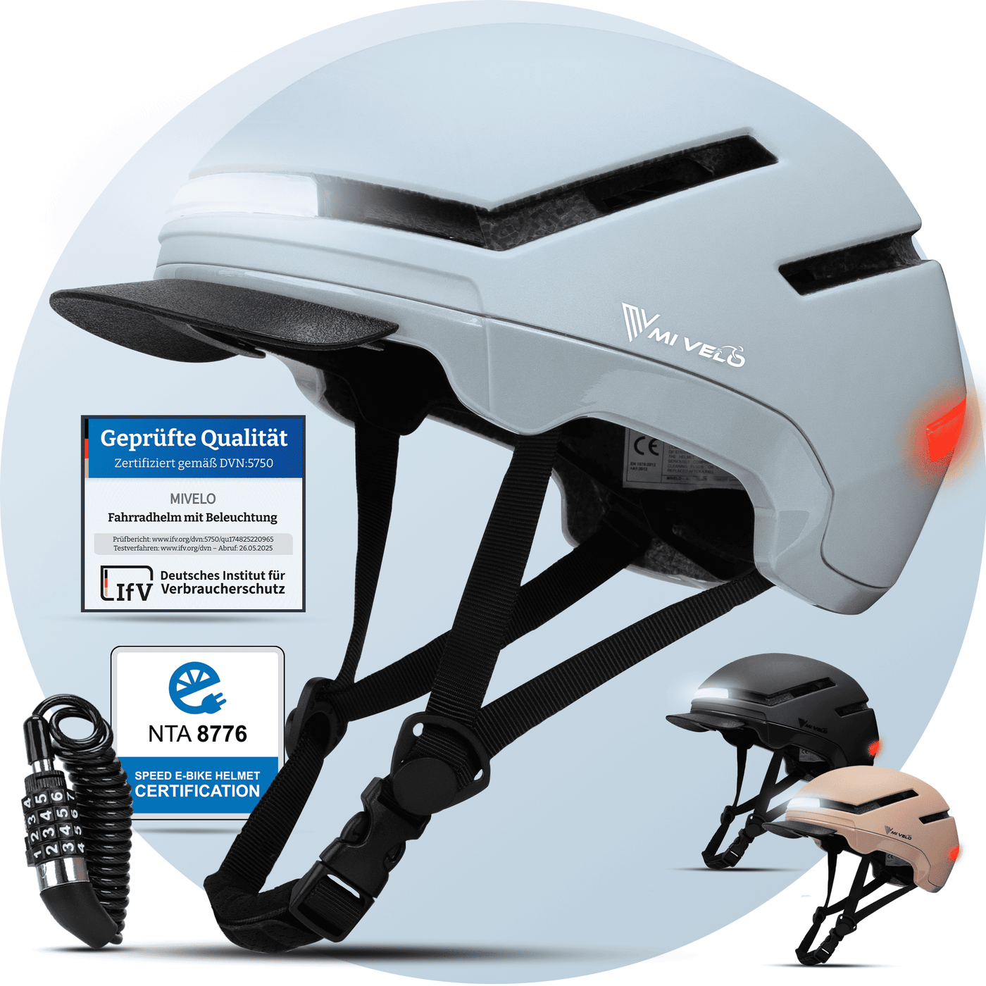 Fahrradhelm NOVA NTA zertifziert mit 360° Beleuchtung – MIVELO