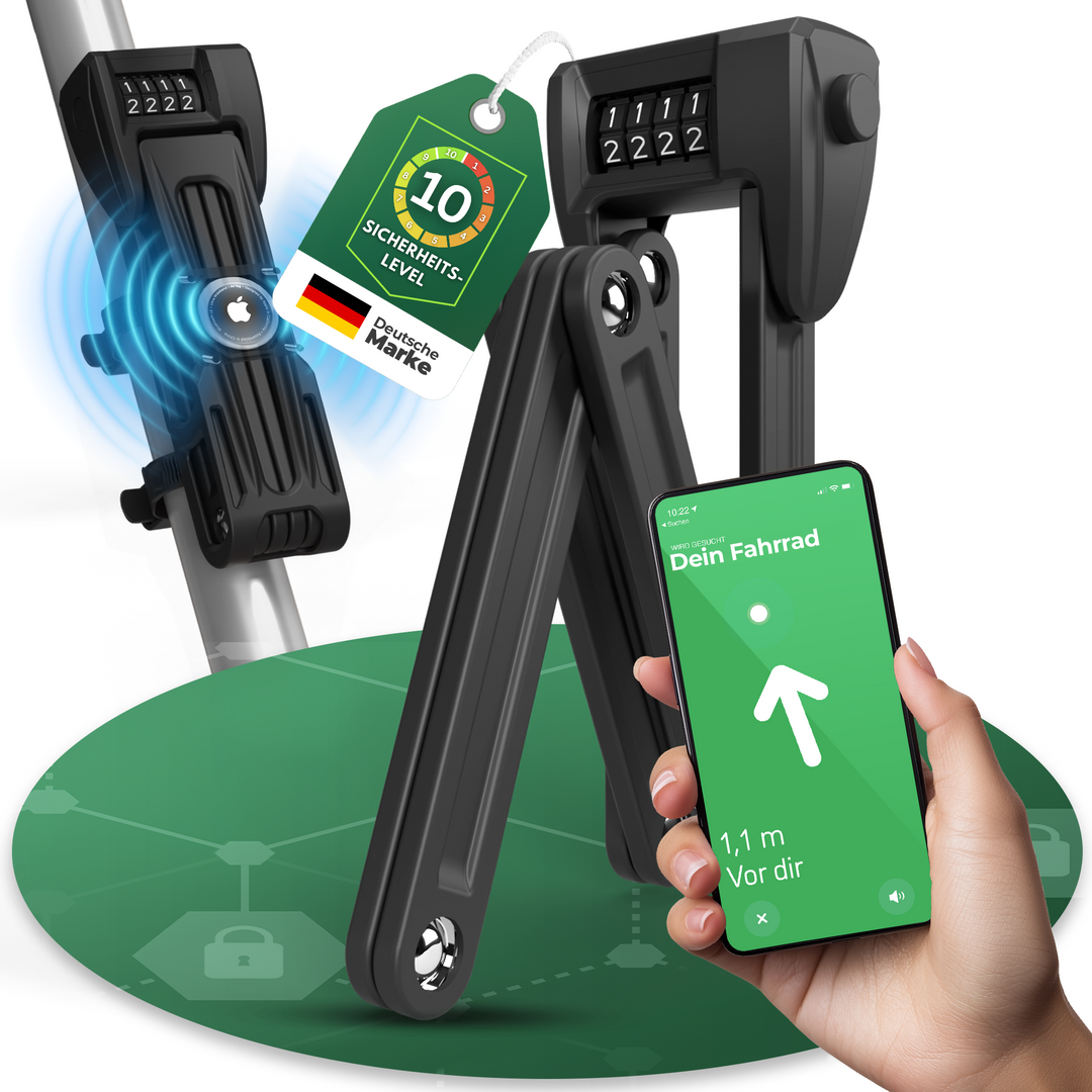 fahrradschloss smartphone Faltschloss mit Air-Tag Versteck "TAG ONE" – MIVELO