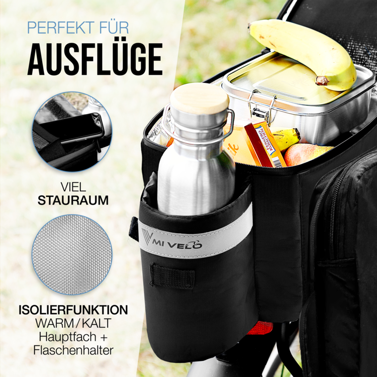 MIVELO - Gepäckträgertasche mit Isolierfunktion erweiterbar 10-20L "Keanu"