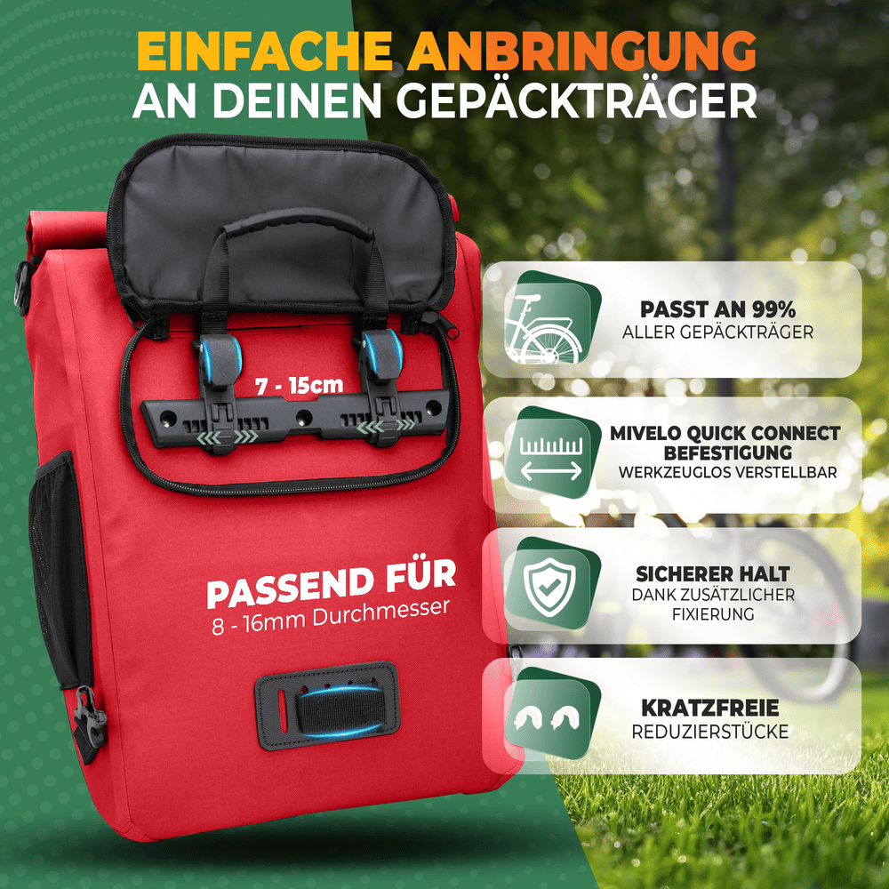 3in1 Fahrradtasche für Gepäckträger von MiVelo