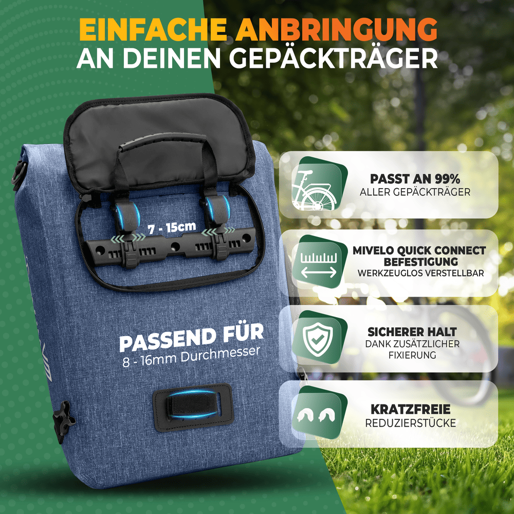 3in1 Fahrradtasche & Rucksack wasserdicht 20L "PRIMUS"