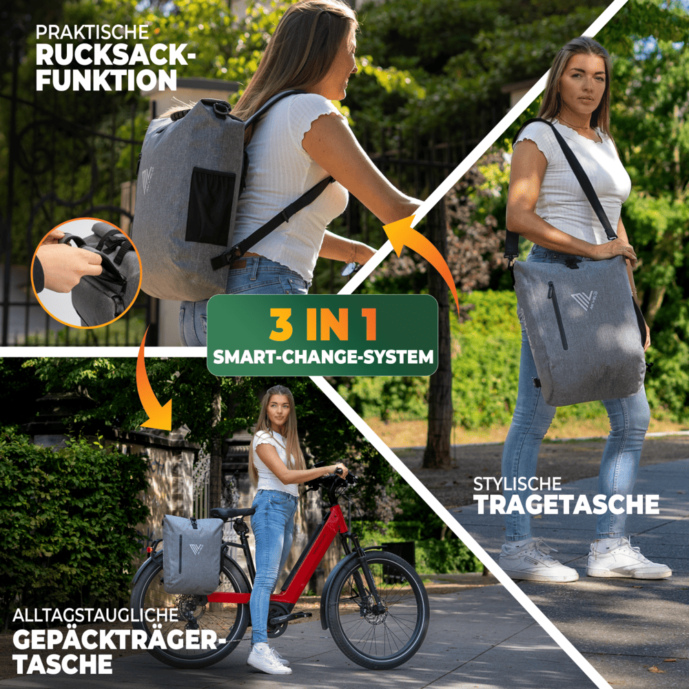3in1 Fahrradtasche & Rucksack wasserdicht 20L "PRIMUS"