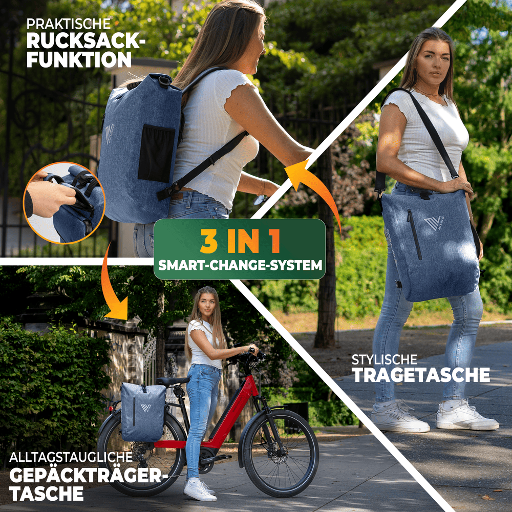 3in1 Fahrradtasche & Rucksack wasserdicht 20L "PRIMUS"