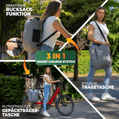 3in1 Fahrradtasche & Rucksack wasserdicht 20L "PRIMUS"