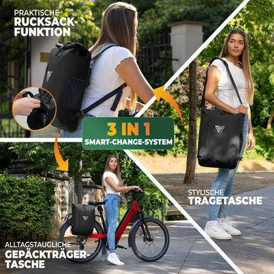 3in1 Fahrradtasche & Rucksack wasserdicht 20L "PRIMUS"