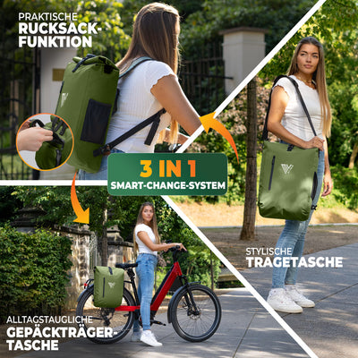 3in1 Fahrradtasche & Rucksack wasserdicht 20L "PRIMUS"
