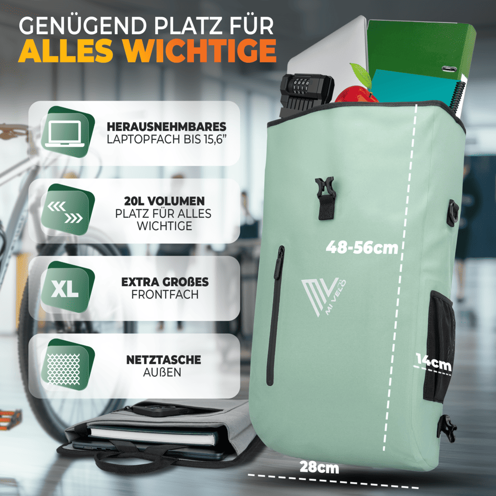 3in1 Fahrradtasche & Rucksack wasserdicht 20L "PRIMUS"
