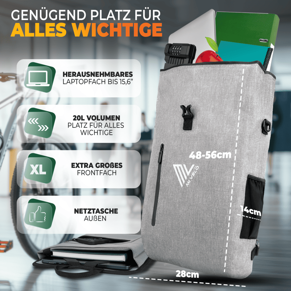 3in1 Fahrradtasche & Rucksack wasserdicht 20L "PRIMUS"
