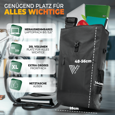 3in1 Fahrradtasche & Rucksack wasserdicht 20L "PRIMUS"