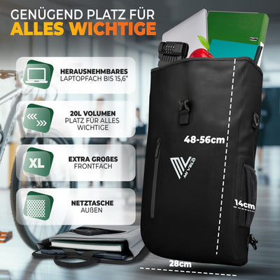 3in1 Fahrradtasche & Rucksack wasserdicht 20L "PRIMUS"