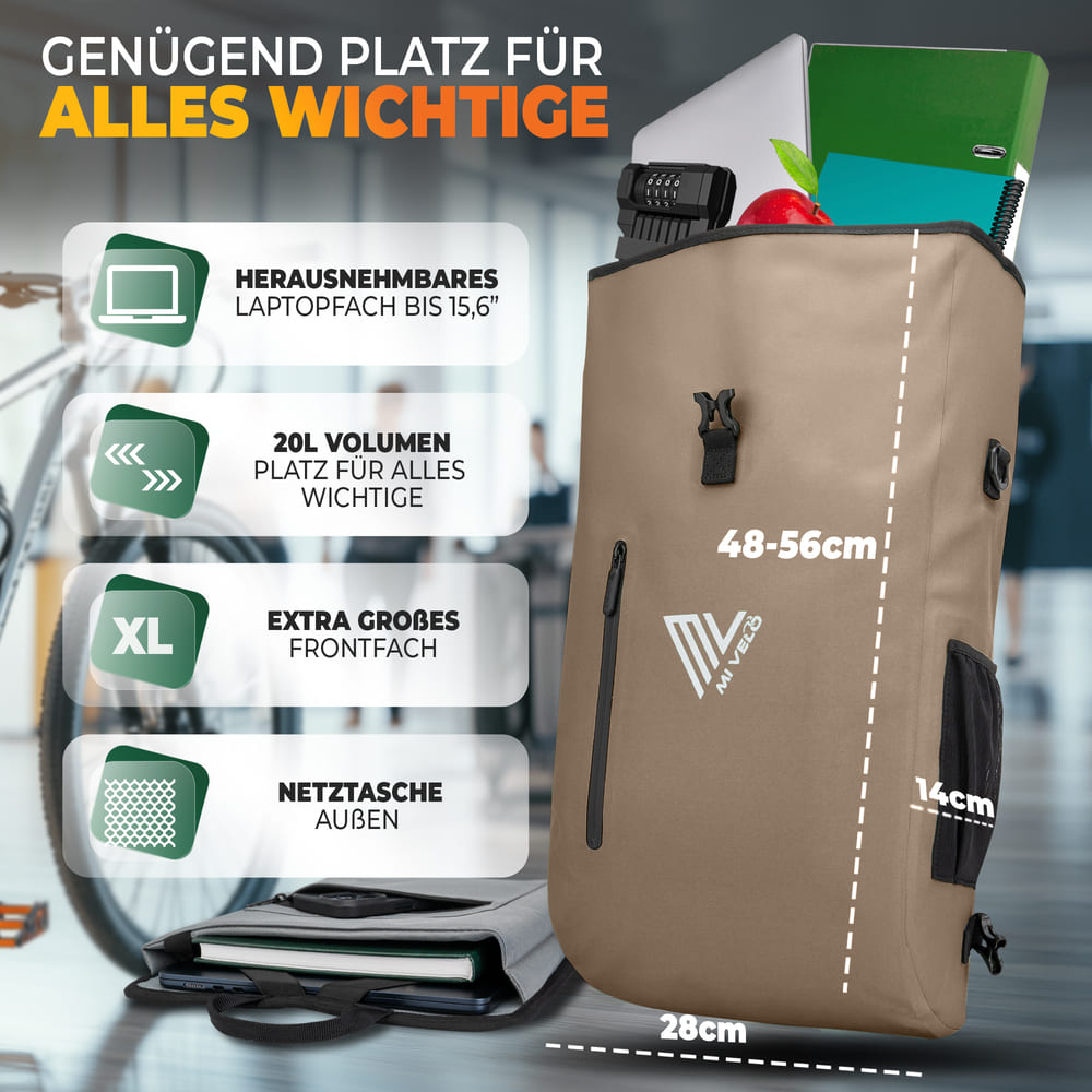 3in1 Fahrradtasche & Rucksack wasserdicht 20L "PRIMUS"