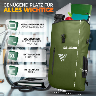3in1 Fahrradtasche & Rucksack wasserdicht 20L "PRIMUS"