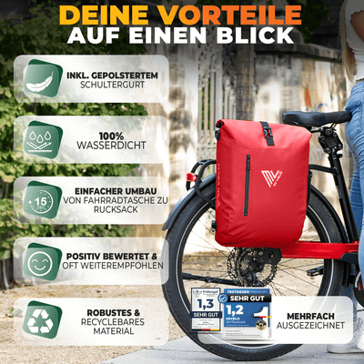 3in1 Fahrradtasche & Rucksack wasserdicht 20L "PRIMUS"