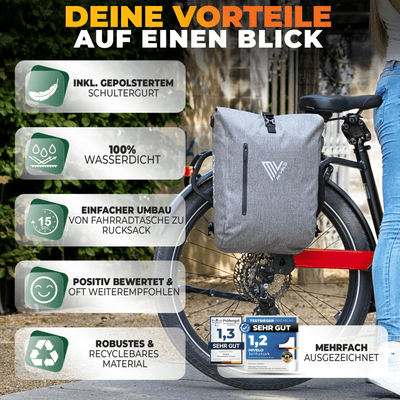 3in1 Fahrradtasche & Rucksack wasserdicht 20L "PRIMUS"