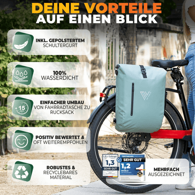 3in1 Fahrradtasche & Rucksack wasserdicht 20L "PRIMUS"
