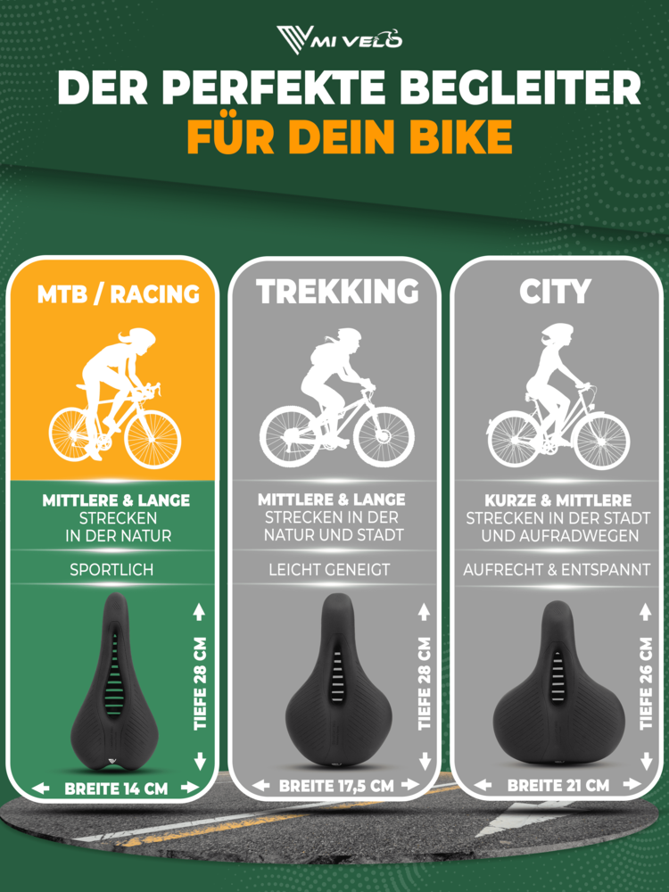 Fahrradsattel bequem & ergonomisch mit Memory-Foam "Mountainbike"